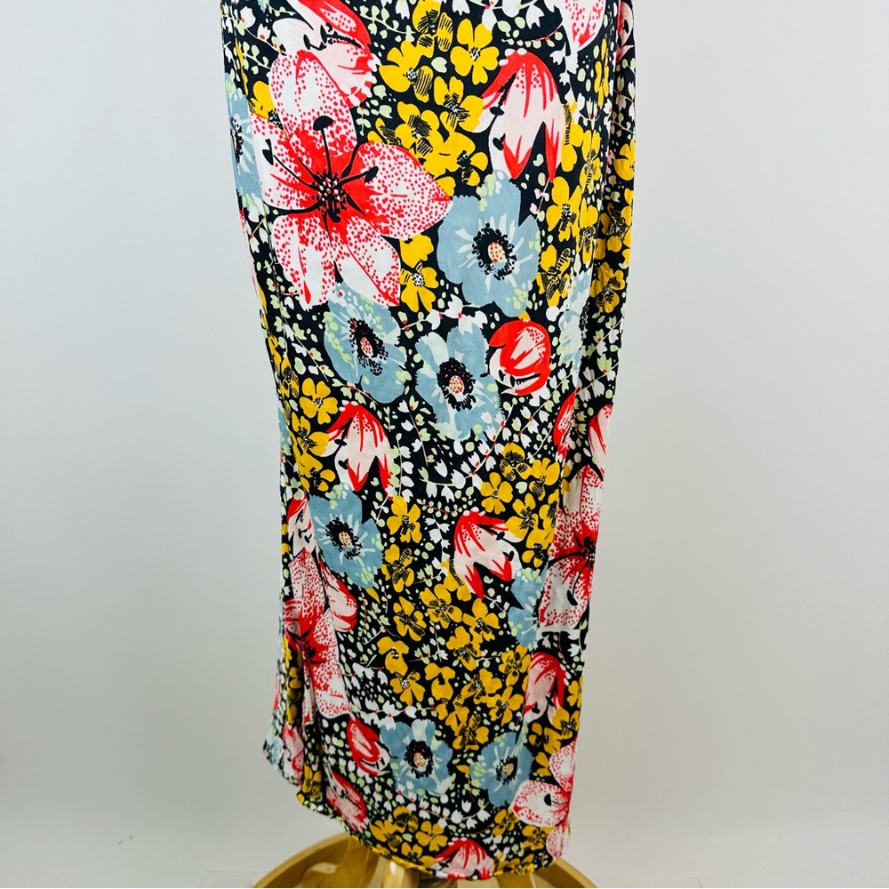 Anthropologie Elyse Floral Byas Cut Slip Dress Side Slit Midi Dress Size XS - Picture 5 of 12